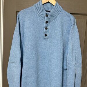 Lands’ End Button Neck Sweater Mens XXL Blue EUC